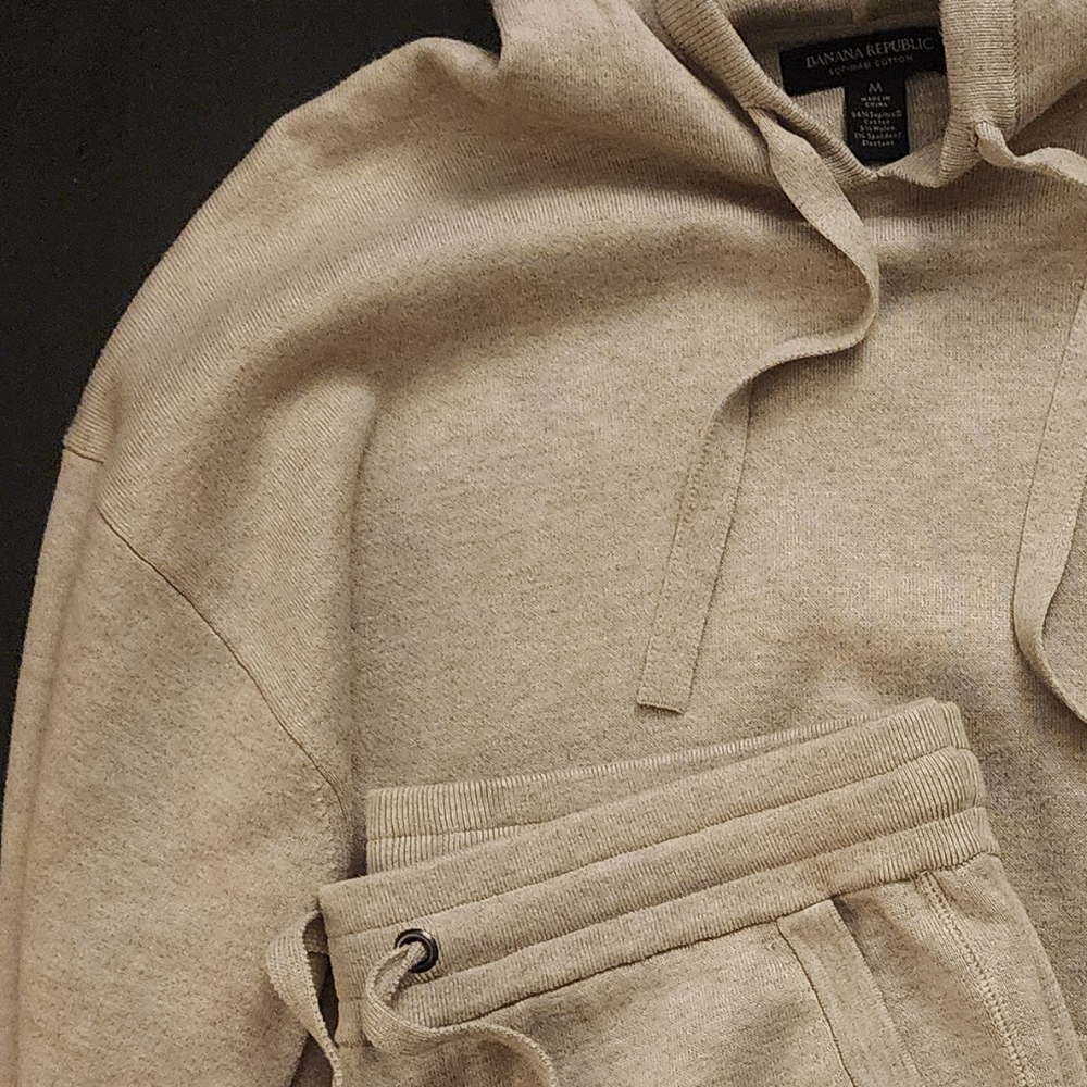 Men's Banana Republic Supima Set Oatmeal/Cream (Medium Top & Bottom) - Picture 3 of 14